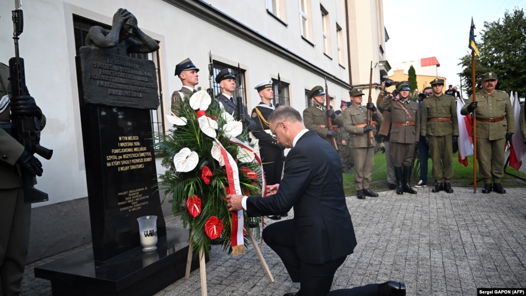 Președintele polonez, Andrzej Duda, la ceremonia de comemorare a 85 de ani de la invadarea Poloniei de către Germania nazistă.