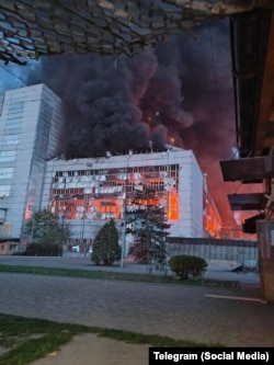 Пожежа на Трипільській ТЕС після ракетної атаки