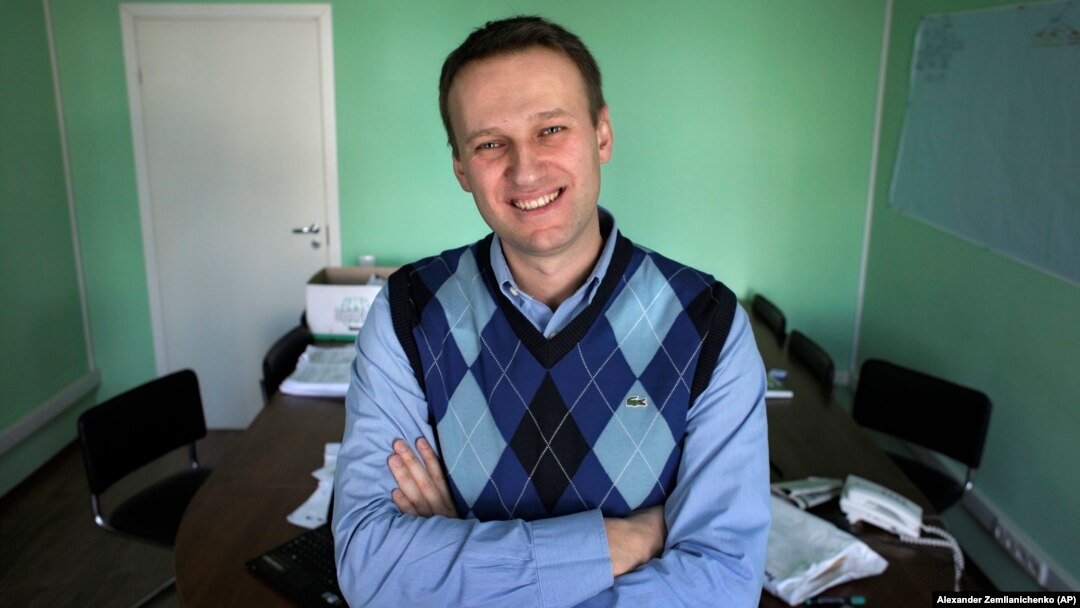 Aleksei Navalny poses in his office in Moscow in March 2010.