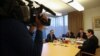 Sa susreta u Briselu (s leva na desno): predsednik Srbije Aleksandar Vučić, evropski komesar Žozep Borelj, specijalni predstavnik EU za dijalog Miroslav Lajčak i premijer Kosova Aljbin Kurti, 27. februar 2023.