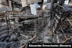 Приміщення, де стався вибух і загинули «азовці» в Оленівці
