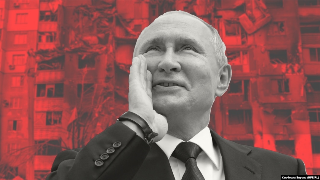 Колаж на президента на Русия Владимир Путин