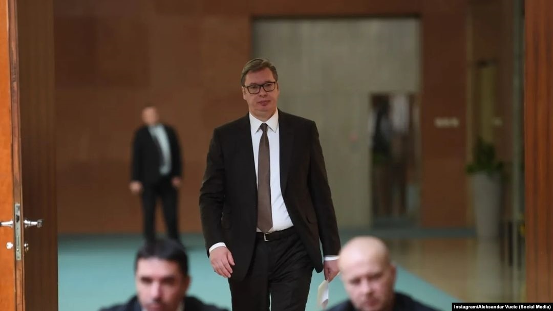 Predsednik Srbije Aleksandar Vučić je rekao 26. aprila da će Srbija nastaviti svojim evropskim putem, uz očuvanje prijateljskih odnosa sa Rusijom. Fotografija: 22. mart 2022. 