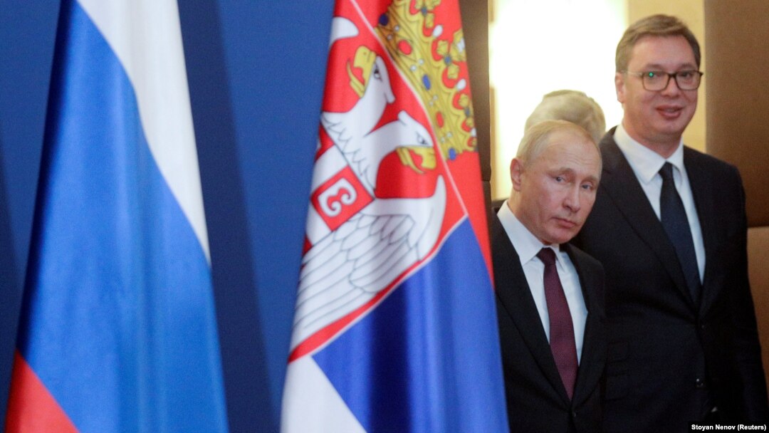 Президенти Росії та Сербії, Володимир Путін (ліворуч) і Александар Вучич. Белград, 17 січня 2019 року