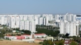 TURKMENISTAN -- Multiple luxury residential buildings built with white marble in Ashgabat, the capital of Turkmenistan in Central Asia. City recordist of the highest concentration of white marble edifices.