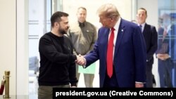 Президент Украины Владимир Зеленский и 45-й президент США Дональд Трамп. Нью-Йорк, США, 27 сентября 2024 года