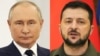 Președintele rus Vladimir Putin (stânga) și președintele ucrainean Volodimir Zelenski (colaj din arhiva RFE/RL).