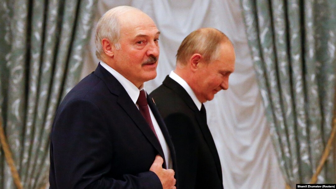 Russian President Vladimir Putin and Belarusian ruler Alyaksandr Lukashenka at the Kremlin in September 2021.