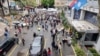 Student protesters form a blockade outside Radio Television of Serbia in Belgrade on April 15. 