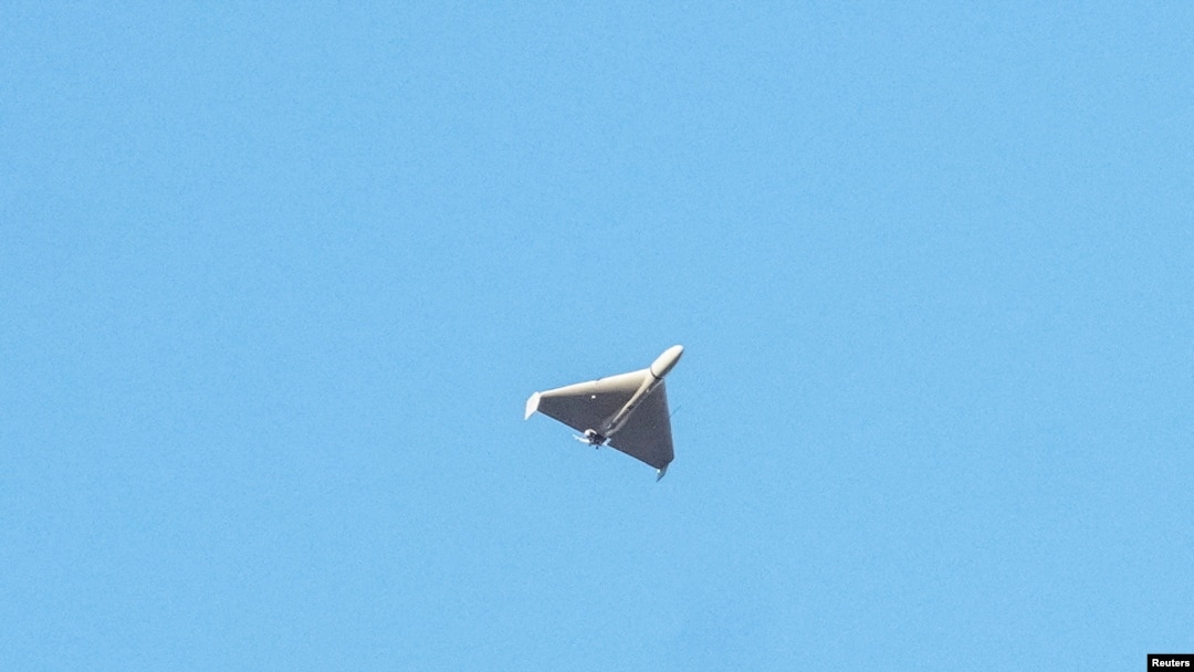 A Russian drone flying over Ukraine (file photo)