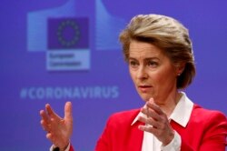 Президент Єврокомісії Урзула фон дер Лаєн оголошує фінансовий пакет на боротьбу з коронавірусом. Брюссель, 2 квітня 2020 року