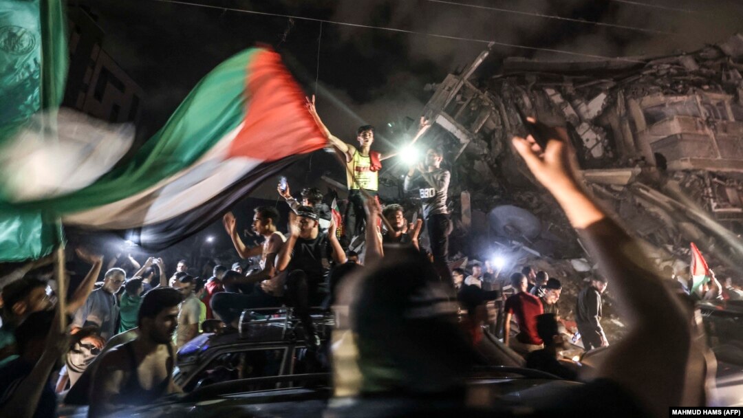 Palestinci slave na ulicama nakon primirja, u južnom pojasu Gaze, 21. maja 2021. 