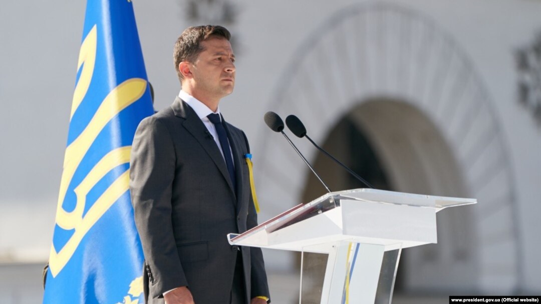 УКРАЇНА, Київ – Офіційна частина святкування Дня Незалежності в Києві. Президент України Володимир Зеленський виступив зі словом під час святкування Дня Незалежності в центрі столиці.