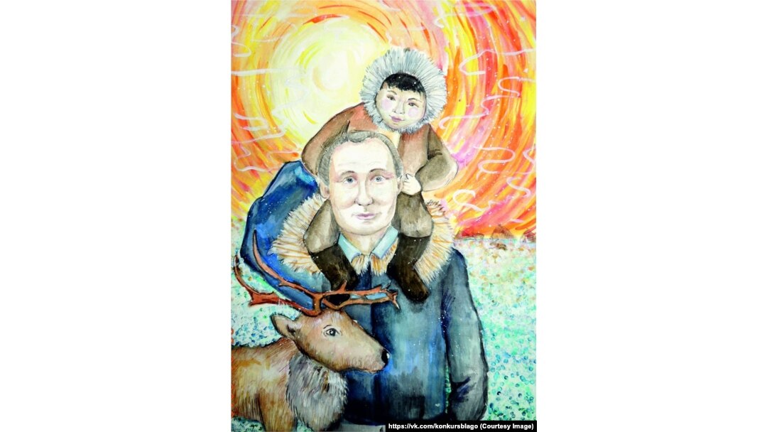 Путін, чукча і олень. Малюнок 12-річної Олесі Дробишевої