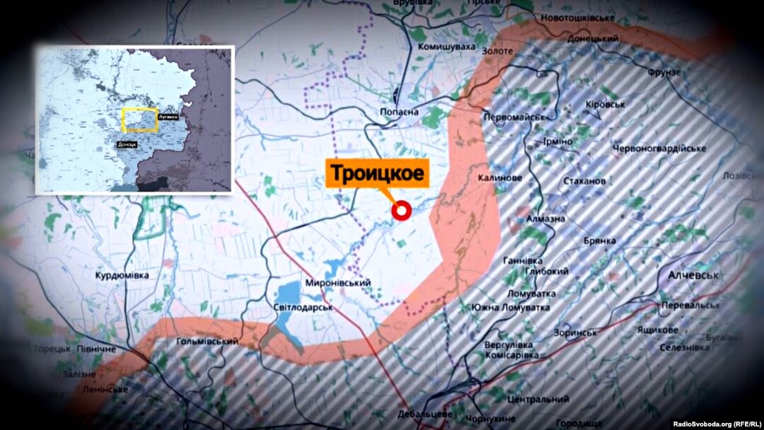 Село Троїцьке на карті зони проведення бойових дій