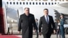 Tajik President Emomali Rahmon is welcomed by Kyrgyz President Sadyr Japarov upon his arrival in Bishkek on March 12. 