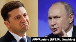 Президент України Володимир Зеленський (л) і його російський колега Володимир Путін, комбіноване фото