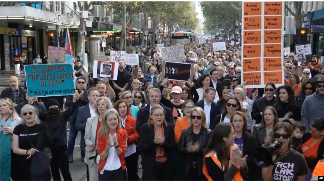Protest protiv rodno zasnovanog nasilja, u Melburnu, Australija, u nedjelju, 28. aprila 2024.