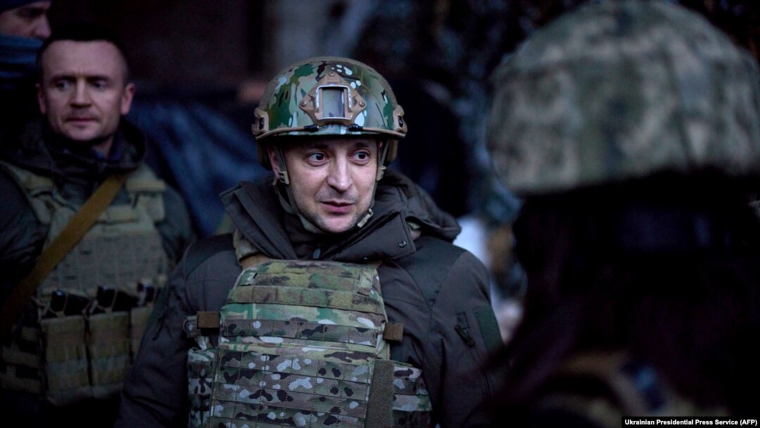 Президент України Володимир Зеленський у зоні бойових дій на Донбасі