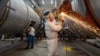 Workers on a production line in Nantong, China, on April 7